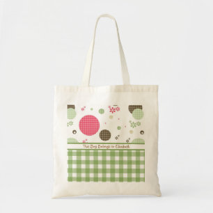Trendy Niedlich Gingham Polka Dots mit Namen Tragetasche