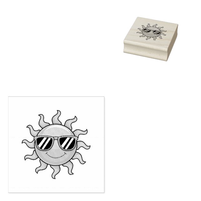 Trendy Niedlich Happy Yellow Sun mit Sonnenbrille Gummistempel (Stempel)