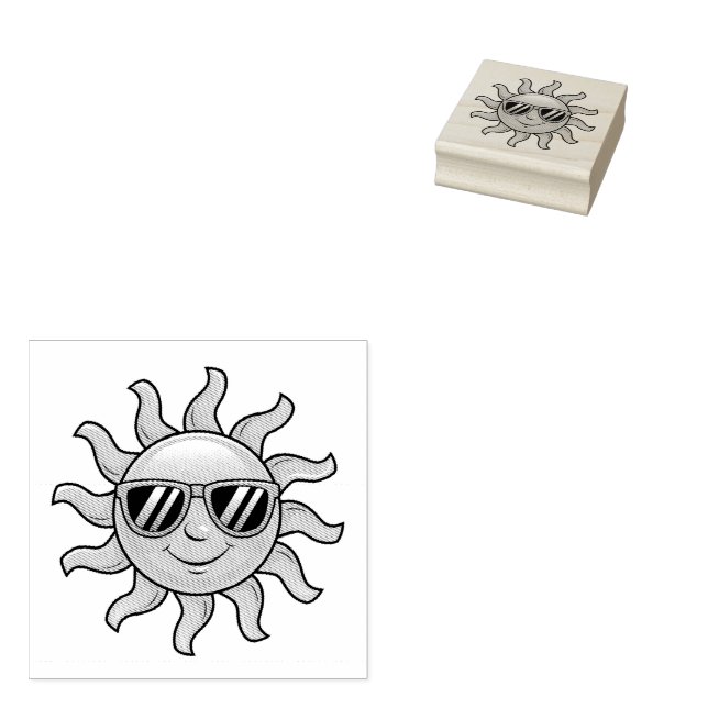 Trendy Niedlich Happy Yellow Sun mit Sonnenbrille Gummistempel (Stempel)