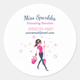 Trendy Niedlich Housecleaning Maid Runder Aufkleber