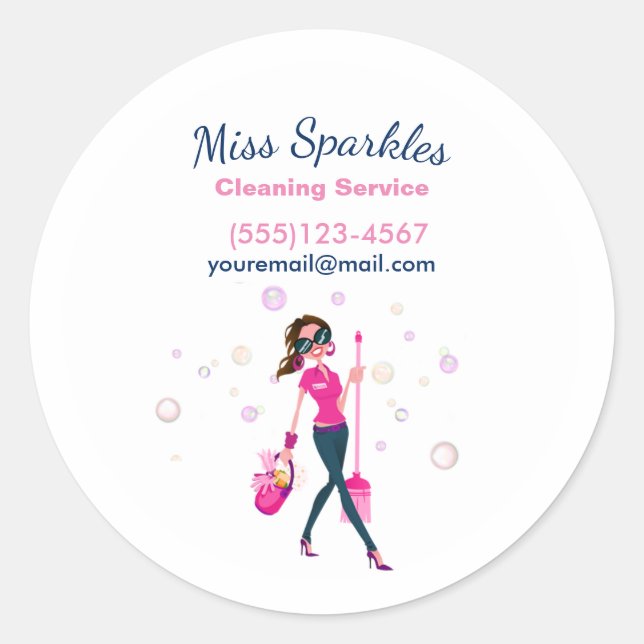 Trendy Niedlich Housecleaning Maid Runder Aufkleber (Vorderseite)