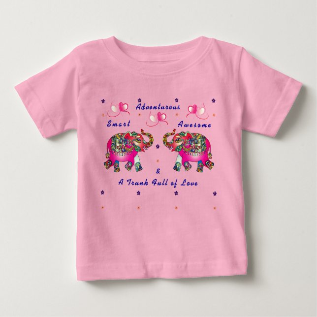 Trendy Niedlich Kleinkind Künstlerisch Elephant Ba Baby T-shirt (Vorderseite)