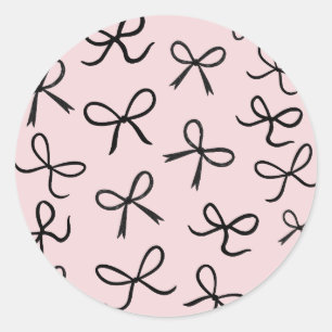 Trendy Niedlich Little Black Bows Pink Runder Aufkleber