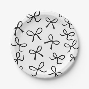 Trendy Niedlich Little Black Bows White Pappteller