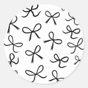 Trendy Niedlich Little Black Bows White Runder Aufkleber