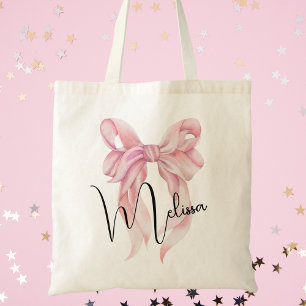 Trendy Niedlich Modern Girls Wasserfarben Rosa Bow Tragetasche