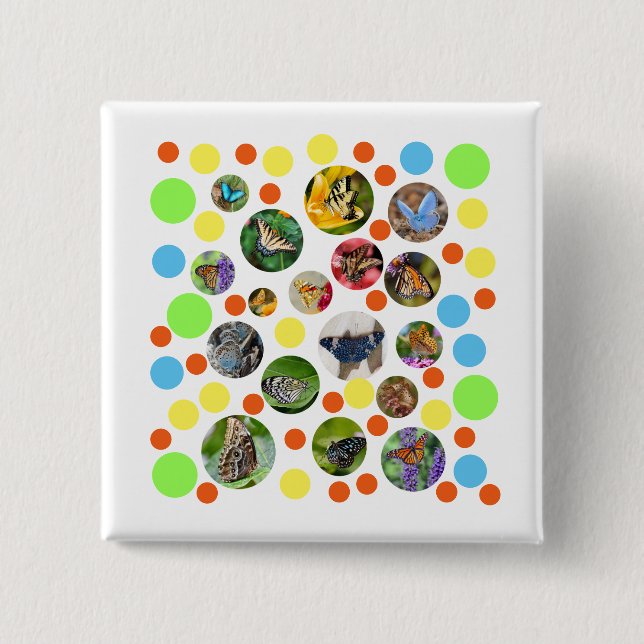 Trendy Niedlich moderne Schmetterlinge Polka Dots  Button (Vorderseite)