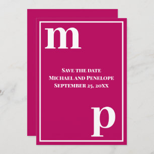 Trendy Niedlich Monogram Magenta Save the Date Einladung
