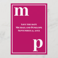 Trendy Niedlich Monogram Magenta Save the Date