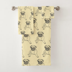 Trendy Niedlich Mops Dog Handtuch Set