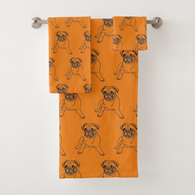 Trendy Niedlich Mops Dog Handtuch Set (Insitu)