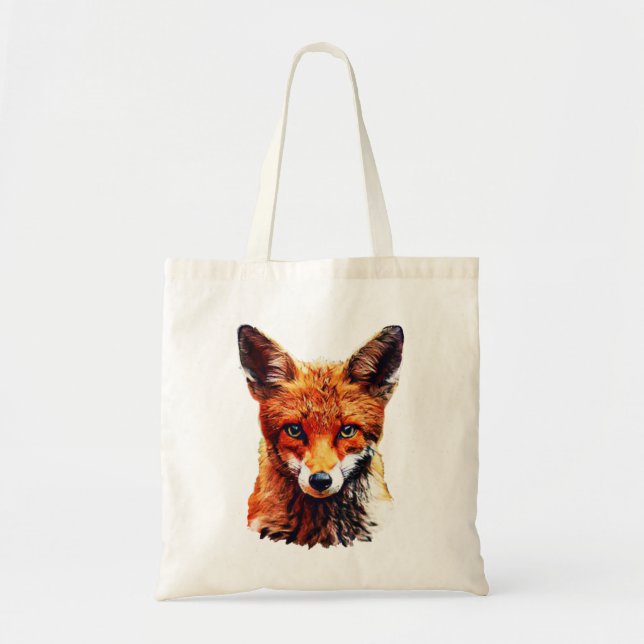 Trendy Niedlich Red Fox Head Tote Bag Tragetasche (Vorne)