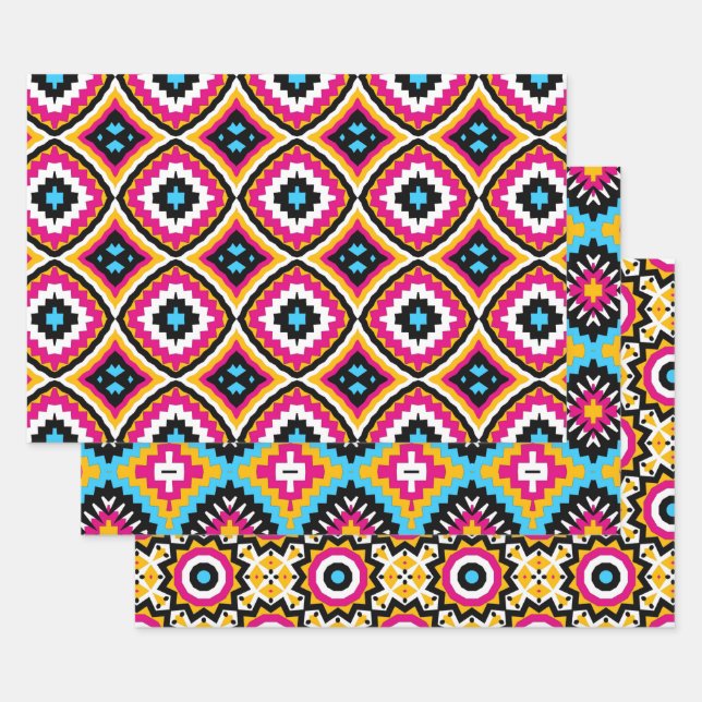 Trendy Niedlich Stylish farbenfrohe geometrische M Geschenkpapier Set (Set)