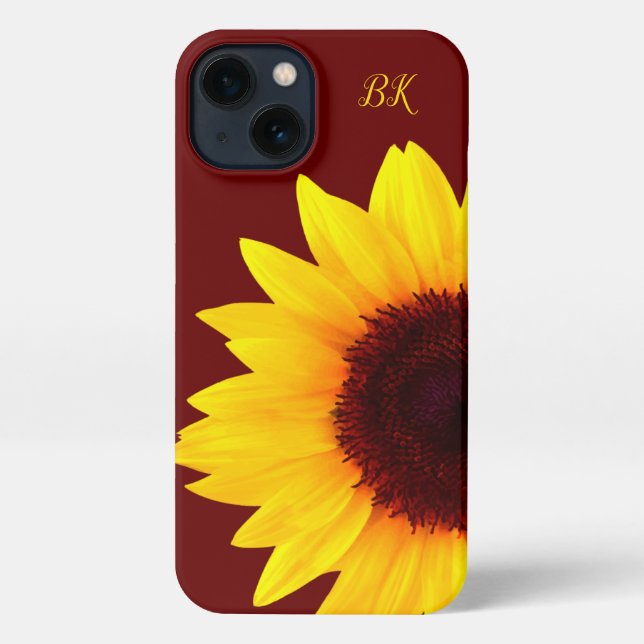 Trendy Niedlich Sunflower Monogram iPhone Hülle (Rückseite)