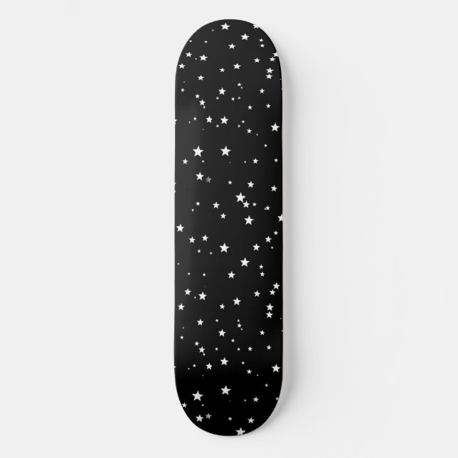 Trendy Niedlich Tiny White Stars auf Black Sky Skateboard (Vorderseite)