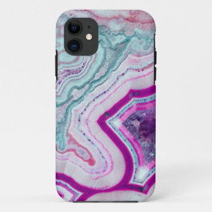 Trendy Niedlich Türkis Lila Stone Geode iPhone 11 Hülle