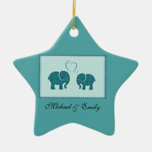 Trendy niedliche romantische Elefanten in der Lieb Keramik Ornament