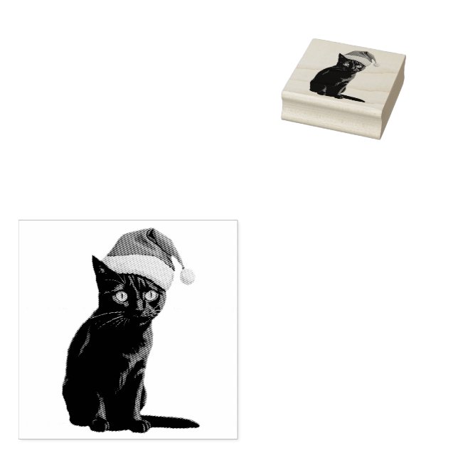 Trendy Niedliche Weihnachtsschwarze Katze in Weihn Gummistempel (Stempel)