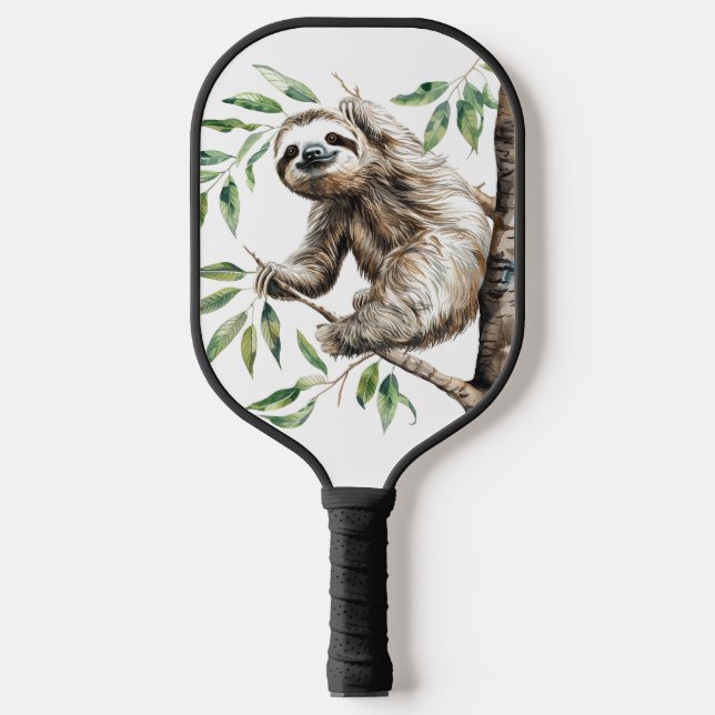 Trendy Niedlicher Faultier in einem Baum Pickleball Schläger (Vorderseite)