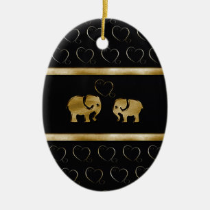 Trendy niedlicher Luxus, schwarz/goldfarben Elefan Keramik Ornament