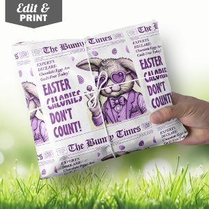 Trendy Oaster Bunny Gift Wrap, Custom Newspaper Geschenkpapier