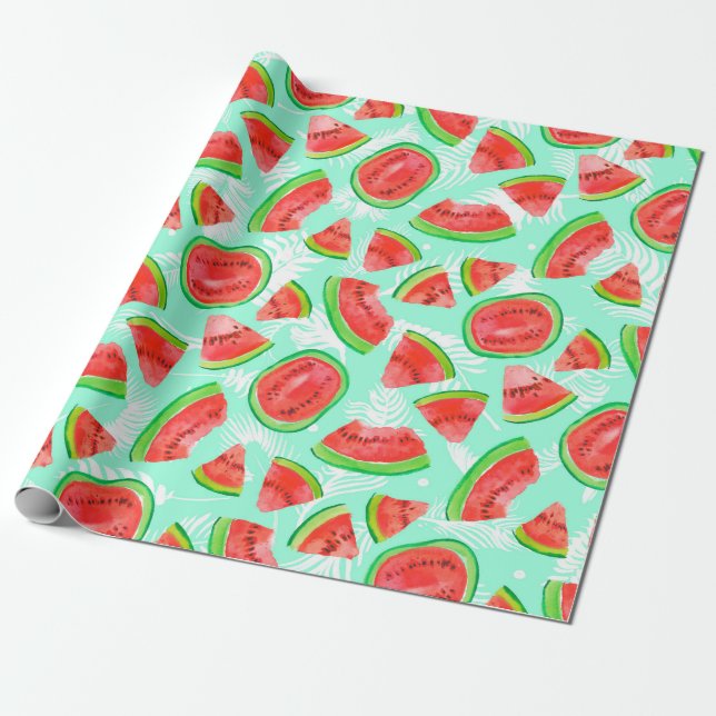 Trendy Obstmuster. Artistic Watermelon Backgrou Geschenkpapier (Ungerollt)