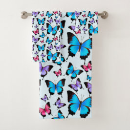 trendy of blue & bunt Butterflies Badhandtuch Set