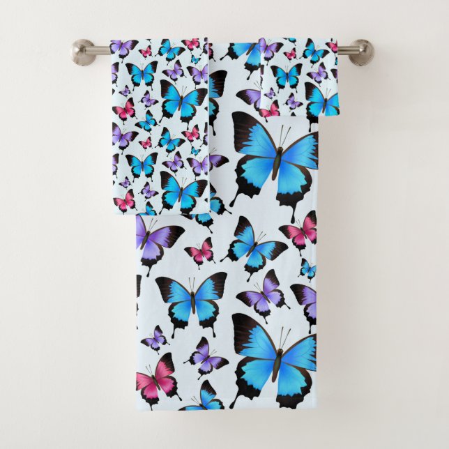 trendy of blue & bunt Butterflies Badhandtuch Set (Insitu)