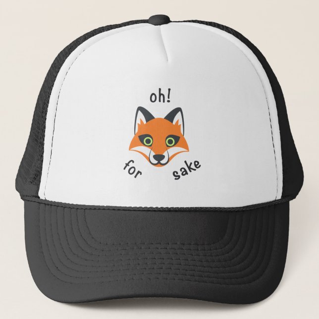 Trendy Oh! Für Fox Sake Phrase Emoji Cartoon Truckerkappe (Vorderseite)