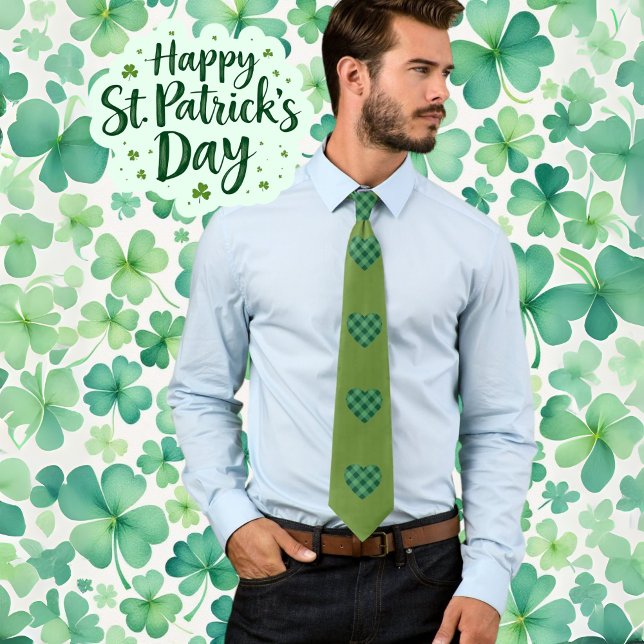 Trendy Olive Green mit Herzmuster Krawatte (Trendy Olive Green with Heart Pattern Neck Tie)