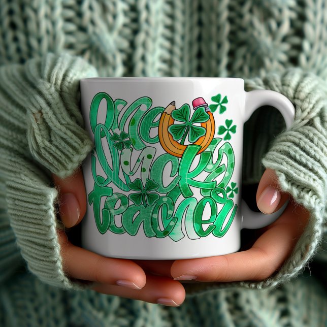 Trendy "One Lucky Teacher" Tasse (Von Creator hochgeladen)