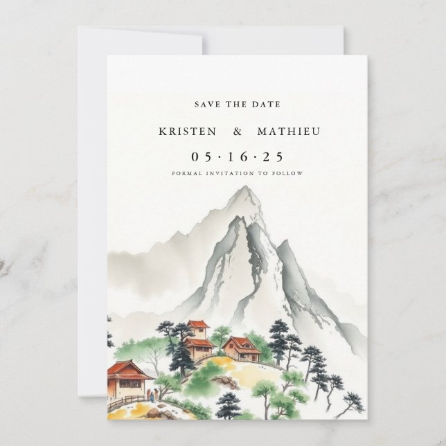 Trendy Online Mountain Save The Date (Vorderseite)