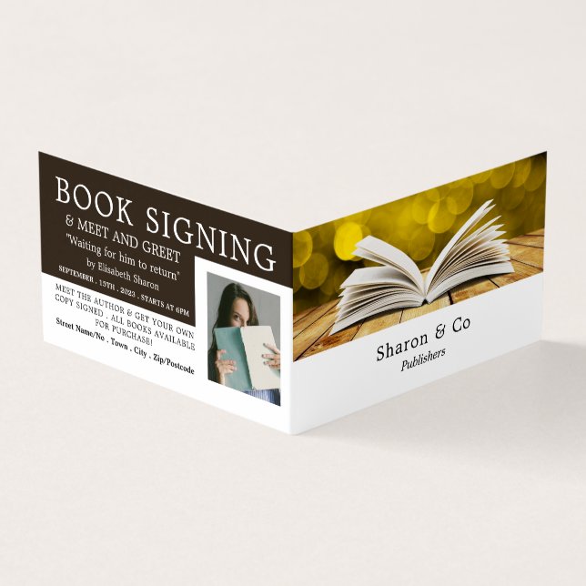 Trendy Open Book, Publisher, Writer Book Signature Visitenkarten (Vorderseite)