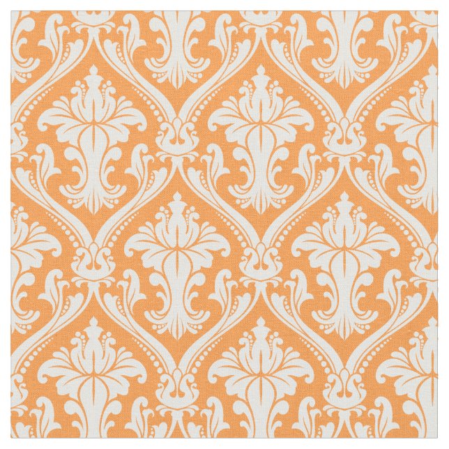 Trendy Orange Baroque Damask Muster Stoff (Nahaufnahme)