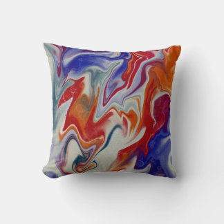 Trendy Orange Blue Marmordesign Kissen