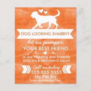 Trendy Orange Dog Grooming Flyer - personalisierba