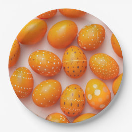 Trendy Orange Easter Eggs Pattern Paper  Pappteller
