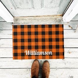 Trendy Orange HerbstHalloween Buffalo Kariert Fußmatte