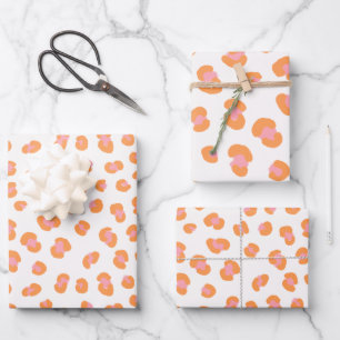 Trendy Orange Pink Leopard Druckgeschenk Geschenkpapier Set
