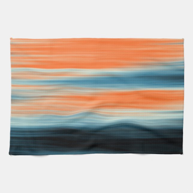 Trendy Orange Red Blue Stripes Handtuch (Horizontal)