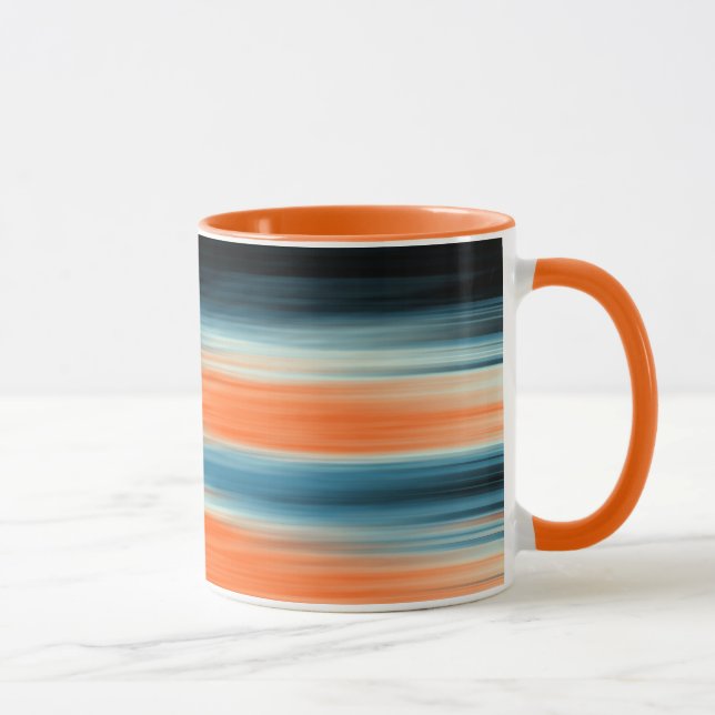 Trendy Orange Red Blue Stripes Tasse (Rechts)