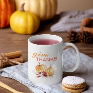 Trendy Orange & Red Give Danke & Pumpkin Kaffeetasse