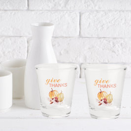 Trendy Orange & Red Give Danke & Pumpkin Schnapsglas