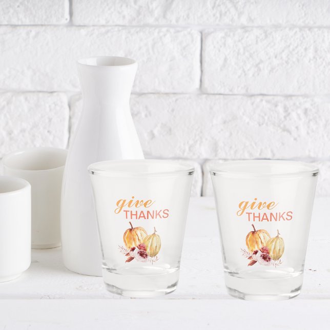 Trendy Orange & Red Give Danke & Pumpkin Schnapsglas (Von Creator hochgeladen)