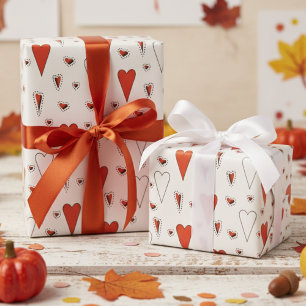 Trendy Orange und Black Niedlich Heart Pattern Geschenkpapier