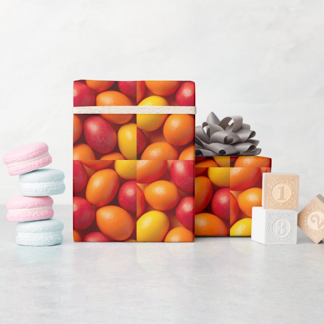 Trendy orange&yellow Easter Eggs gift Paper  Geschenkpapier (Babyparty)