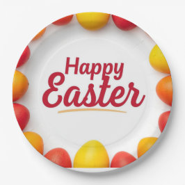 Trendy Orange & Yellow Easter Eggs Pattern Paper  Pappteller