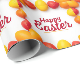 Trendy Orange & Yellow Easter Eggs Wrapping paper Geschenkpapier