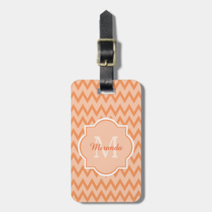 Trendy Orange Zickzack Zigzag Name und Monogram Gepäckanhänger