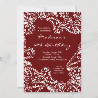 Trendy Paisley 16 . Geburtstag Einladung zum Gebur